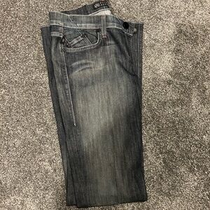 Gray rock & republic jeans with hot pink stitching, size 28